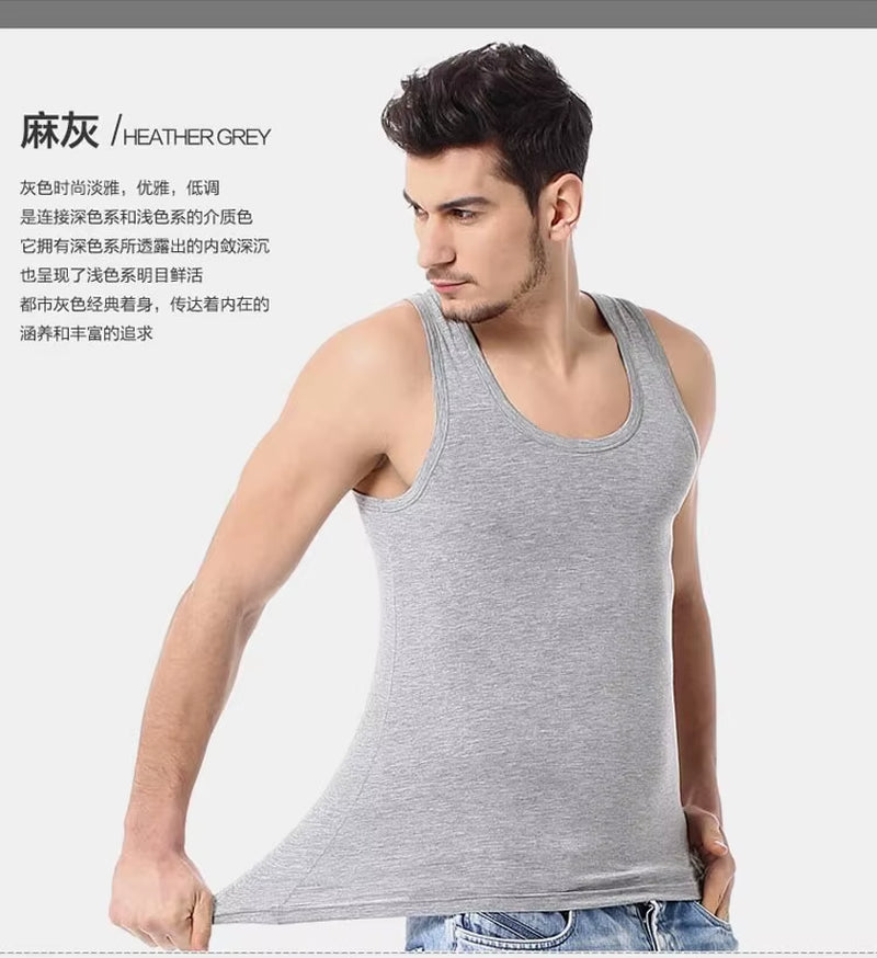 1/3 Pack Four Seasons Men'S Cotton Joker Vest Teenagers Simple Fit Sports Fitness T-Shirt Middle-Aged Casual Sleeveless Shirt