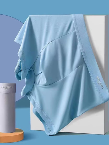 4Pcs Boxer Shorts Men'S Ice Silk Underwear Male Underpants Breathable Sexy Thin Panties U Convex Lingerie Wholesale Lots L-6XL